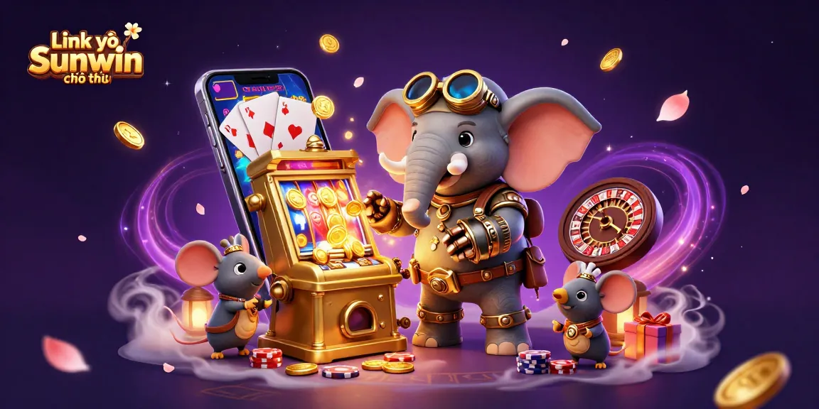 Experience the excitement of "Link vào Sunwin chính thức" with a dynamic steampunk casino scene.