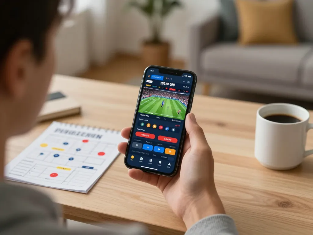 Engaging with the bong88 betting app for live sports details in a cozy home environment.