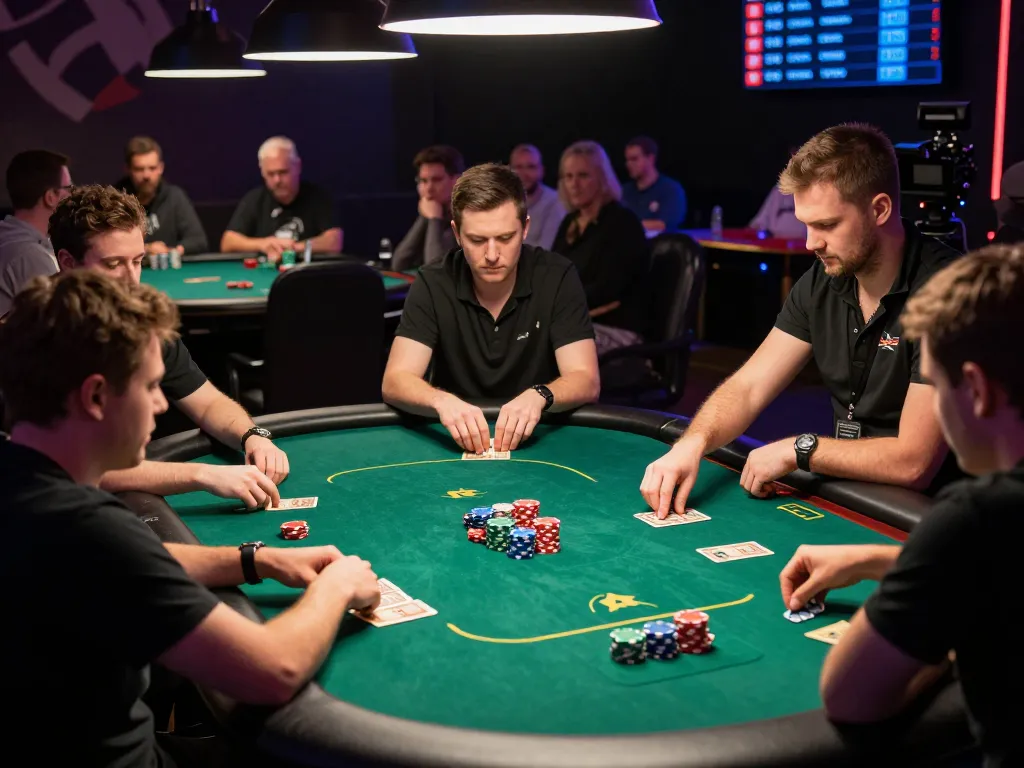 SC88 poker tournament with players strategizing their moves at the final table, chips stacked and cards dealt.