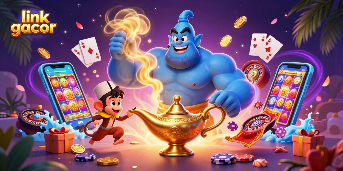 Experience thrilling gameplay at link gacor with slots and dynamic casino elements illustrated in 3D.