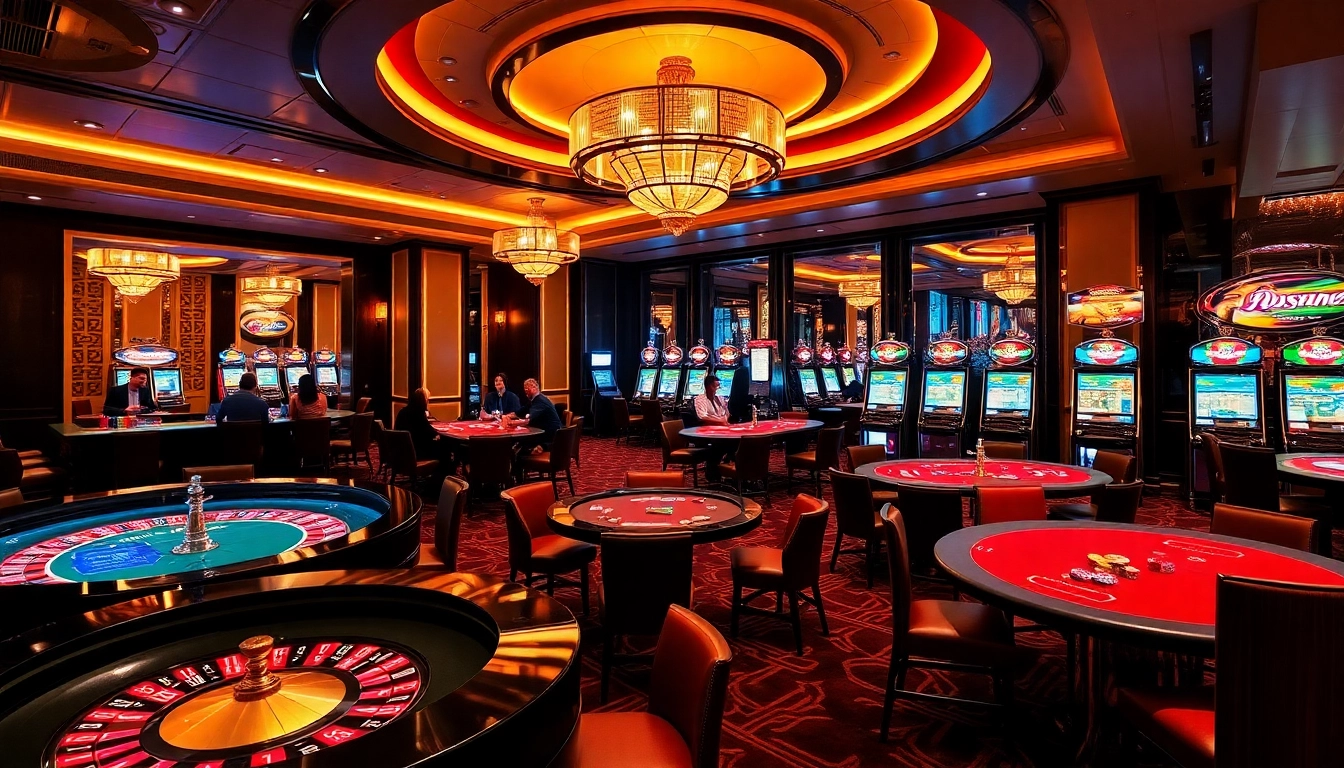 Players enjoying thrilling moments at 888b's vibrant casino, featuring roulette and poker tables.