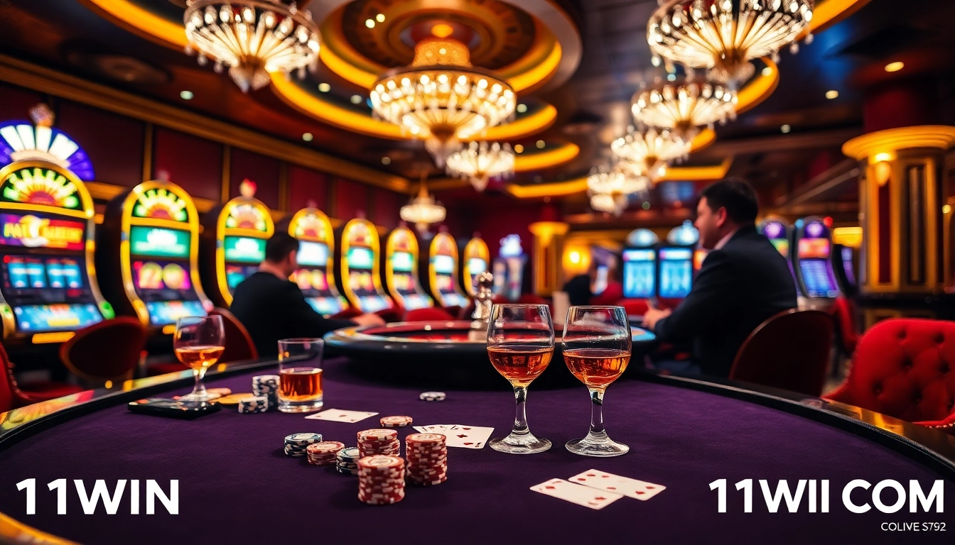 Experience the thrill of online gambling at 11WIN COM with engaging poker action and vibrant casino visuals.