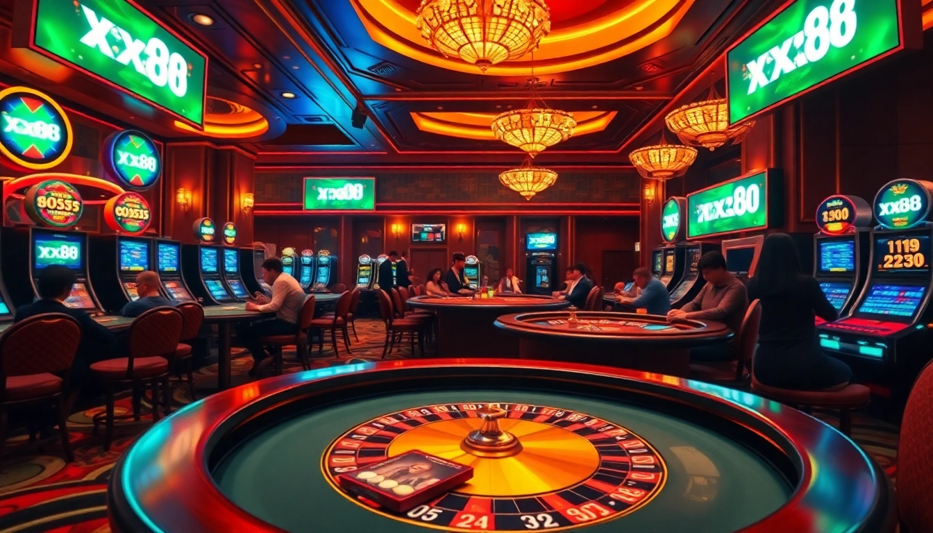 Intense gameplay at xx88 online casino, featuring vibrant tables and immersive gaming experiences.
