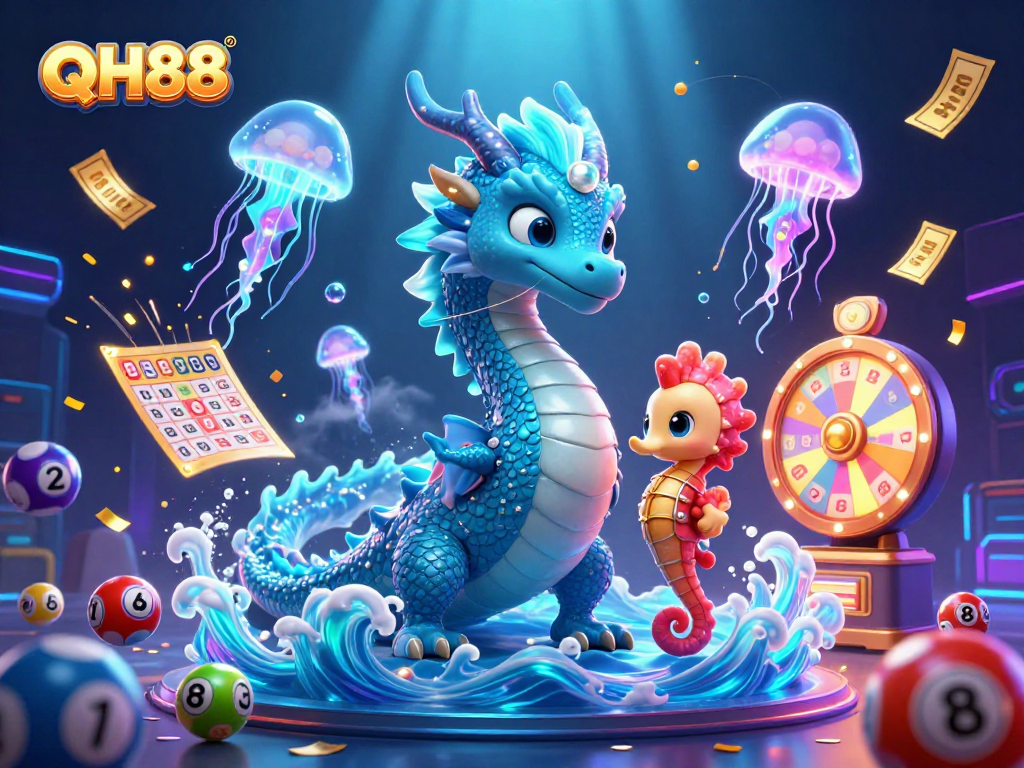 Engage with QH88's vibrant lottery scene, featuring dynamic elements and immersive details for players.