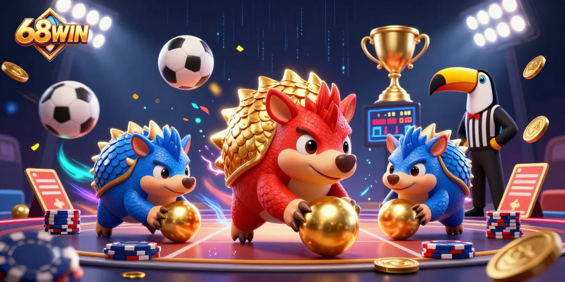 Engage in the thrilling world of 68WIN as rival pangolins battle through golden poker chips.