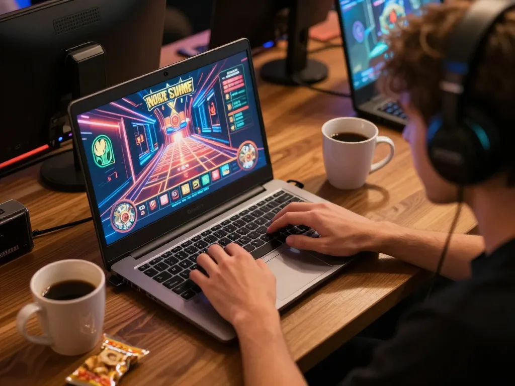 Experience 789WIN in an immersive online gaming scene, engaging with vibrant casino graphics.
