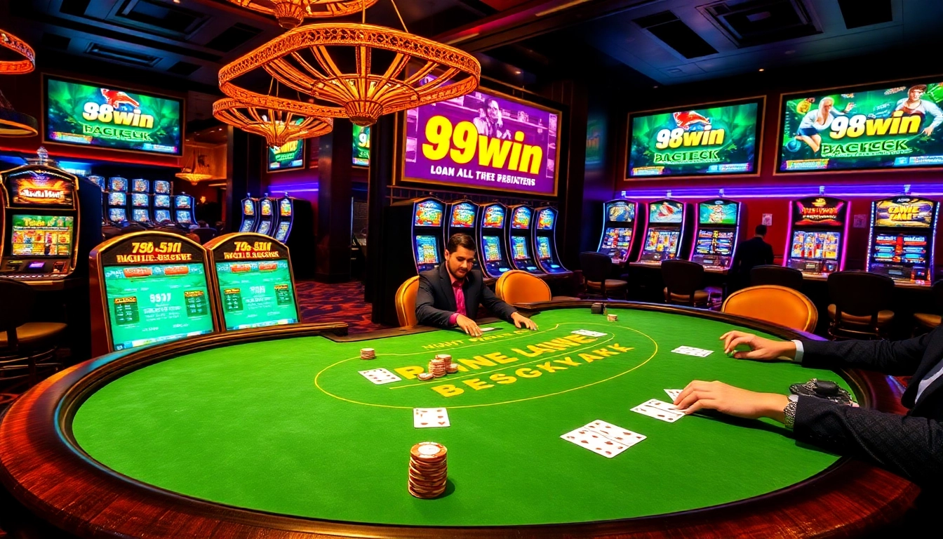 Experience thrilling blackjack action at 98win's premium casino table, showcasing expert gameplay and exciting stakes.
