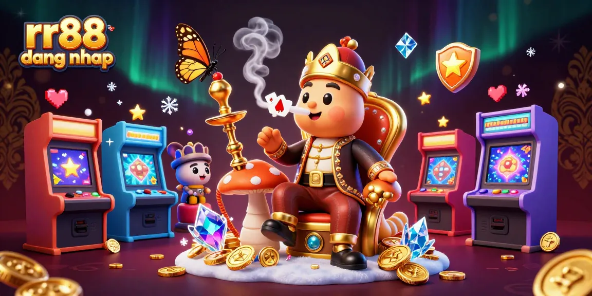 Experience the thrill of rr88 dang nhap with vibrant, interactive gambling elements in a 3D digital illustration.