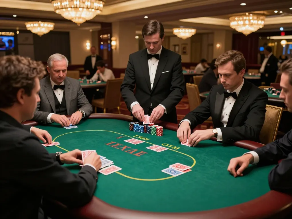 Players strategizing in an upscale LV88 poker game, showcasing vibrant chips and professional atmosphere.