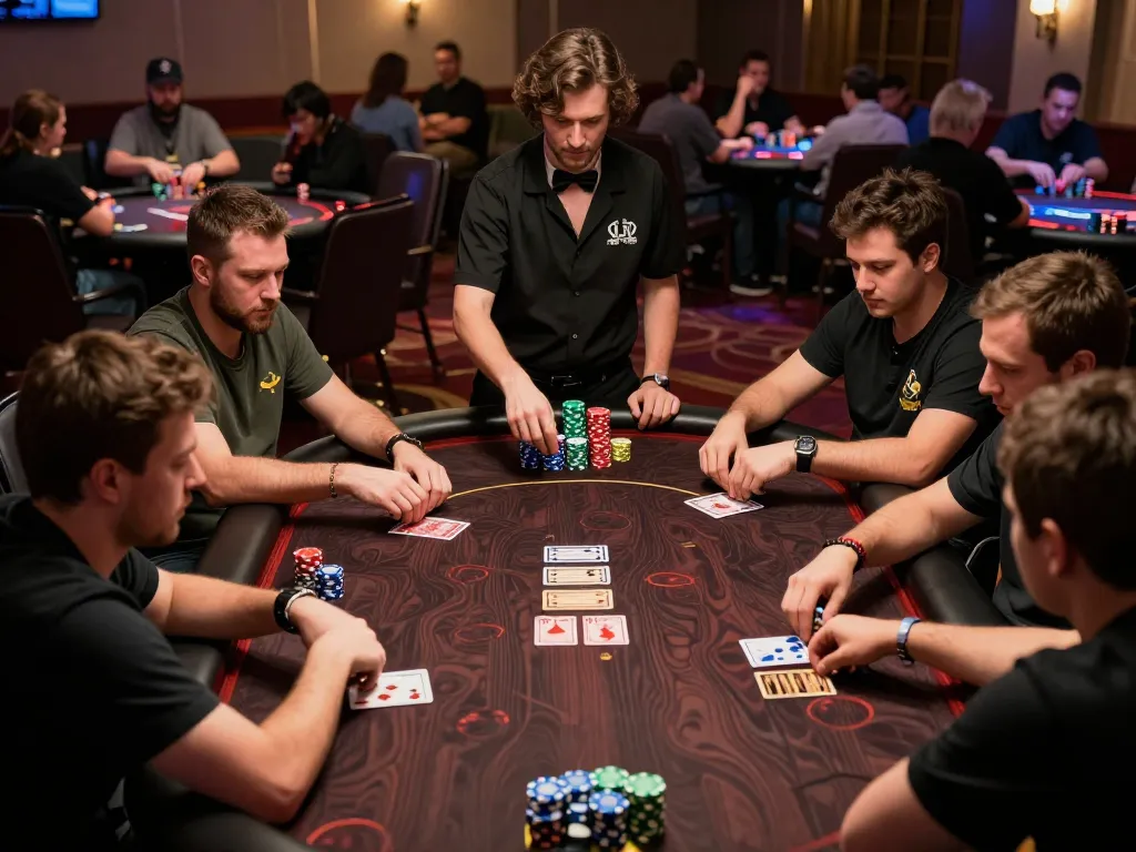SHBET players strategizing during an intense poker game in a vibrant casino atmosphere.