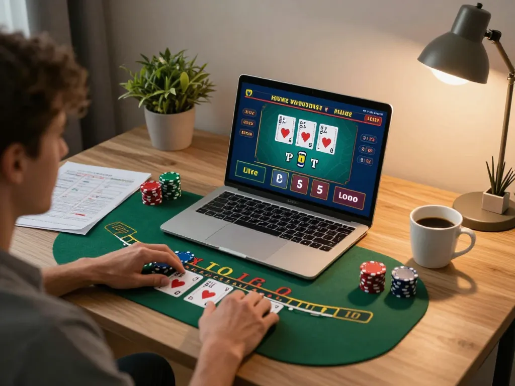 Engaging in live dealer blackjack on laptop at home, kubet77 gaming experience