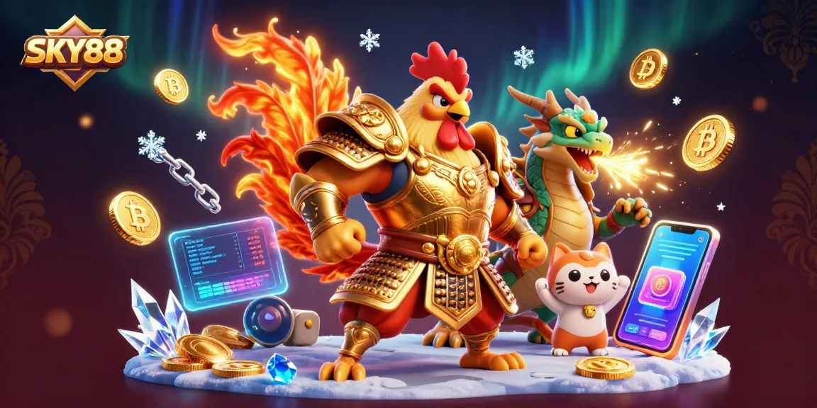 Engage with exciting gaming experiences at SKY88 with our vibrant 3D casino illustration.