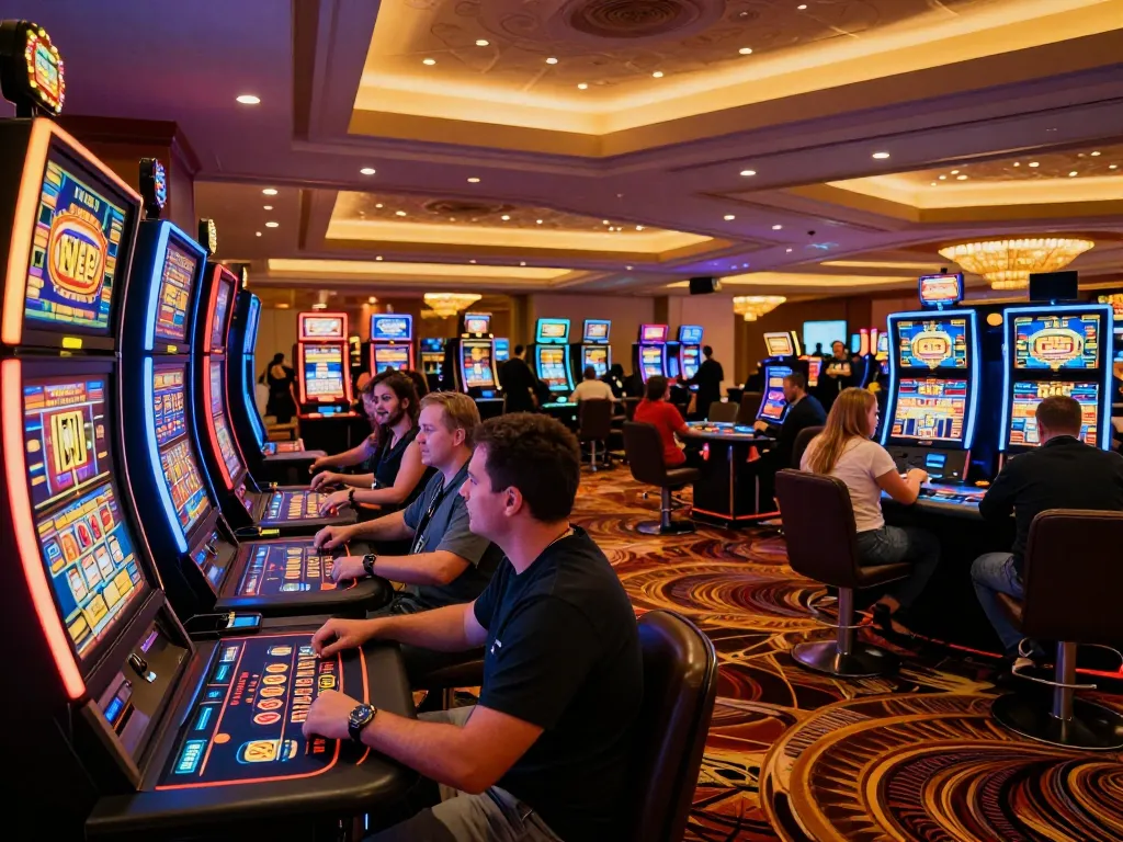 Players enjoying vibrant games at hit club casino, celebrating winning moments