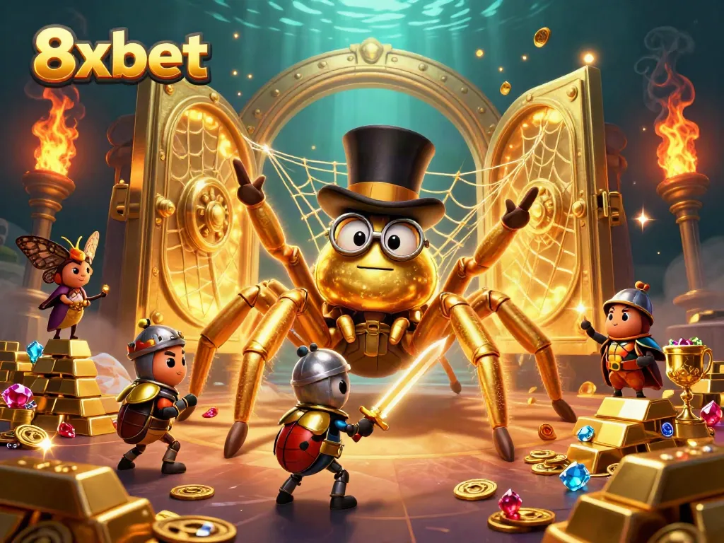 Experience the thrill of 8xbet with a vibrant, dynamic casino adventure illustration.