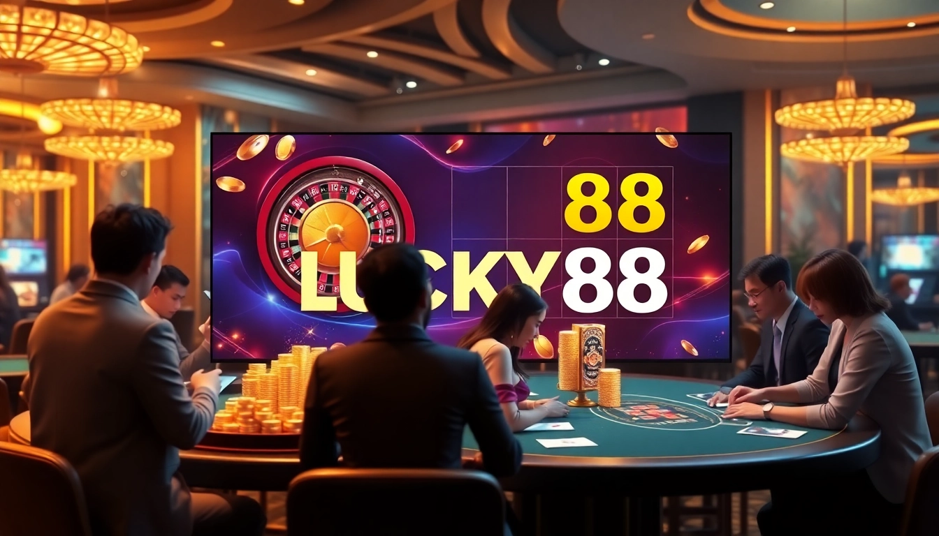 LUCKY88 slot game visuals with vibrant graphics and engaging casino atmosphere.