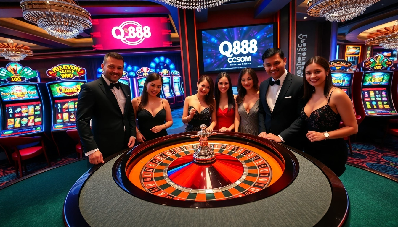 Players cheering at a table in QQ88 COM casino, showcasing excitement and winning strategies.