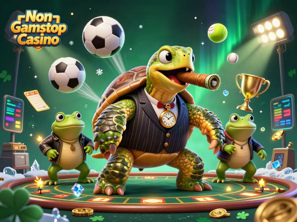 Experience thrilling action at Non Gamstop Casino with a mobster turtle and bullfrog enforcers!