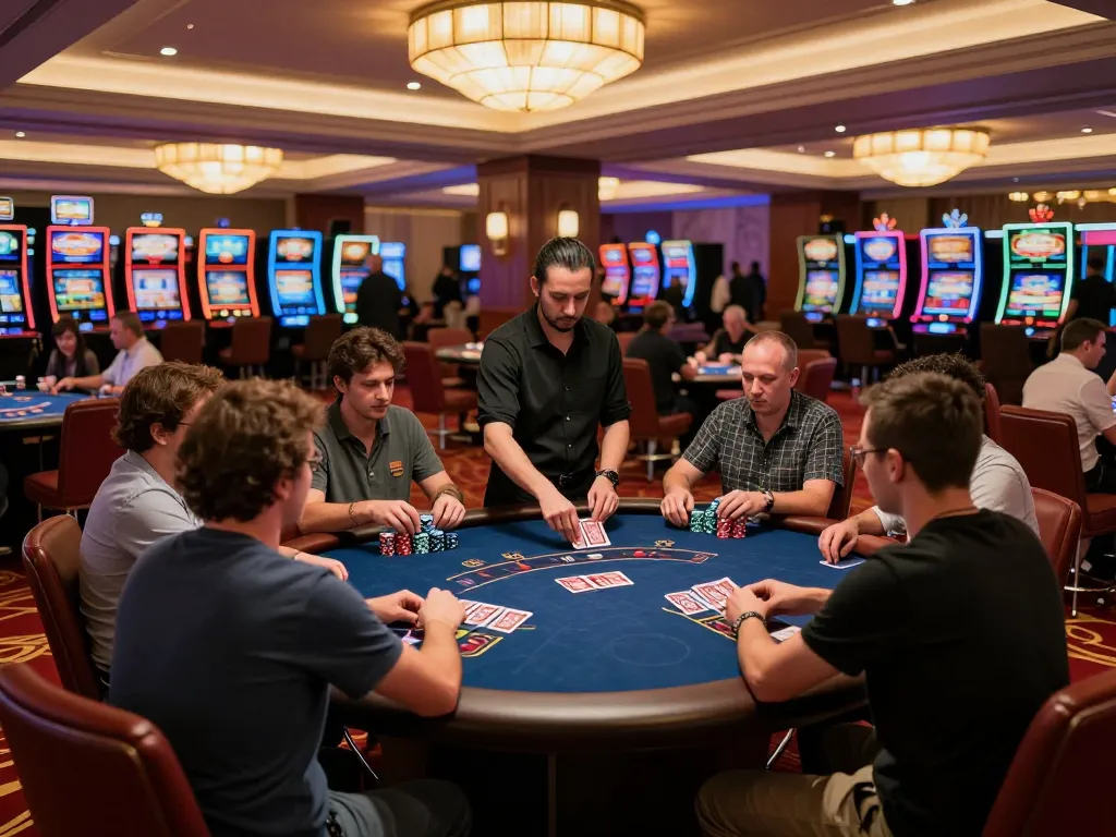 Players strategizing their gameplay at the TR88 poker table in a luxurious casino.