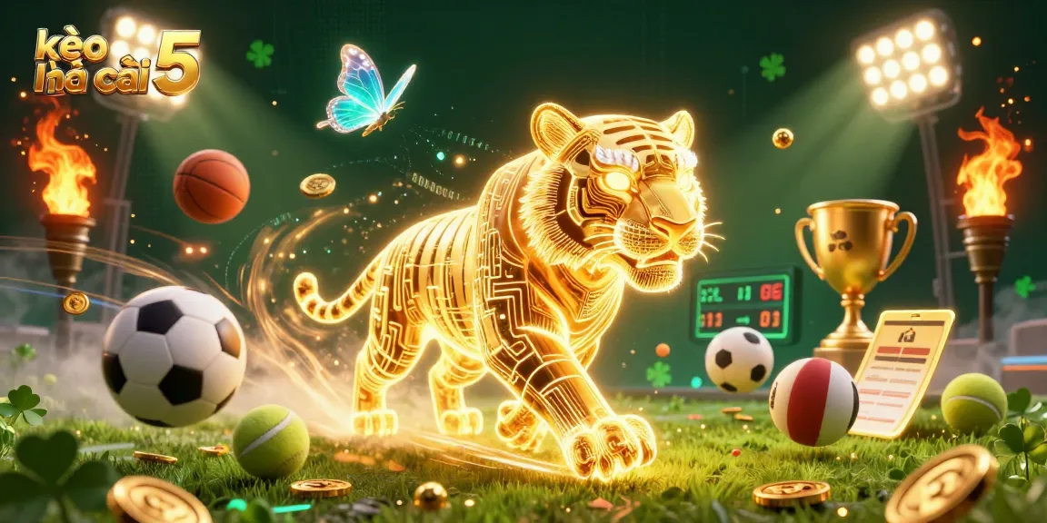 Engage with exciting kèo nhà cái 5 sports betting dynamics through this vibrant digital illustration.