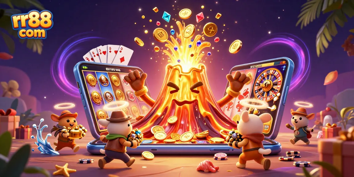 Win big at rr88 com with vibrant casino action from a golden volcano and treasure-gathering explorers.