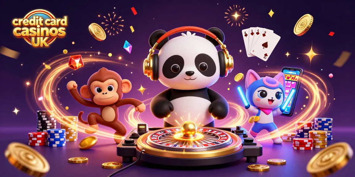 Experience vibrant gameplay at credit card casinos UK with a DJ panda and a dancing monkey.