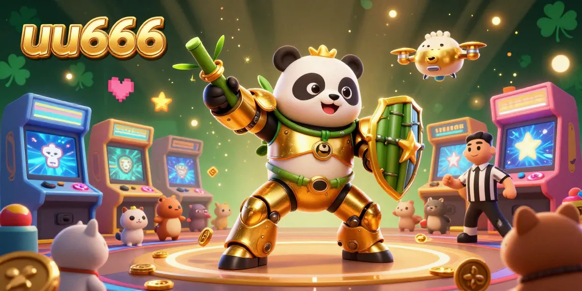 uu666 showcases a dynamic 3D gambling scene, blending arcade gaming with casino excitement.